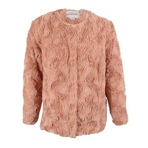 Coral cloud faux fur coat